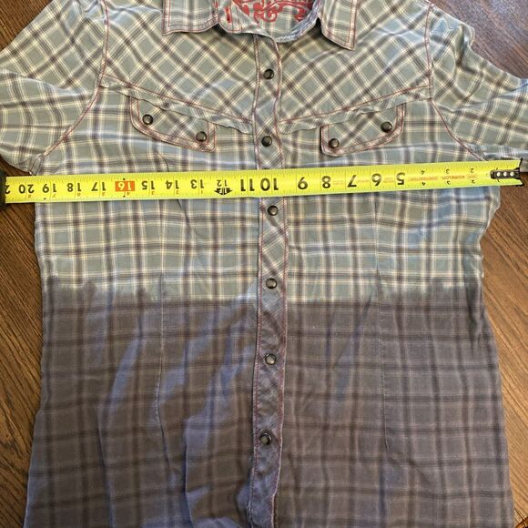 Southern Thread Women’s XL Pearl Snap Button Up Long Sleeve Shirt Plaid Western - Picture 11 of 15
